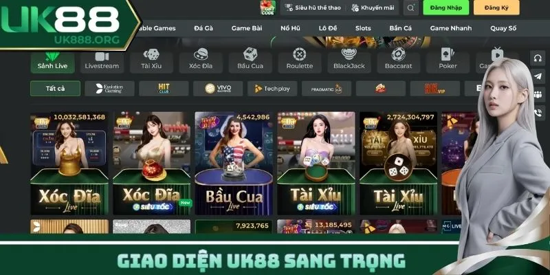 Giao diện UK88 sang trọng 